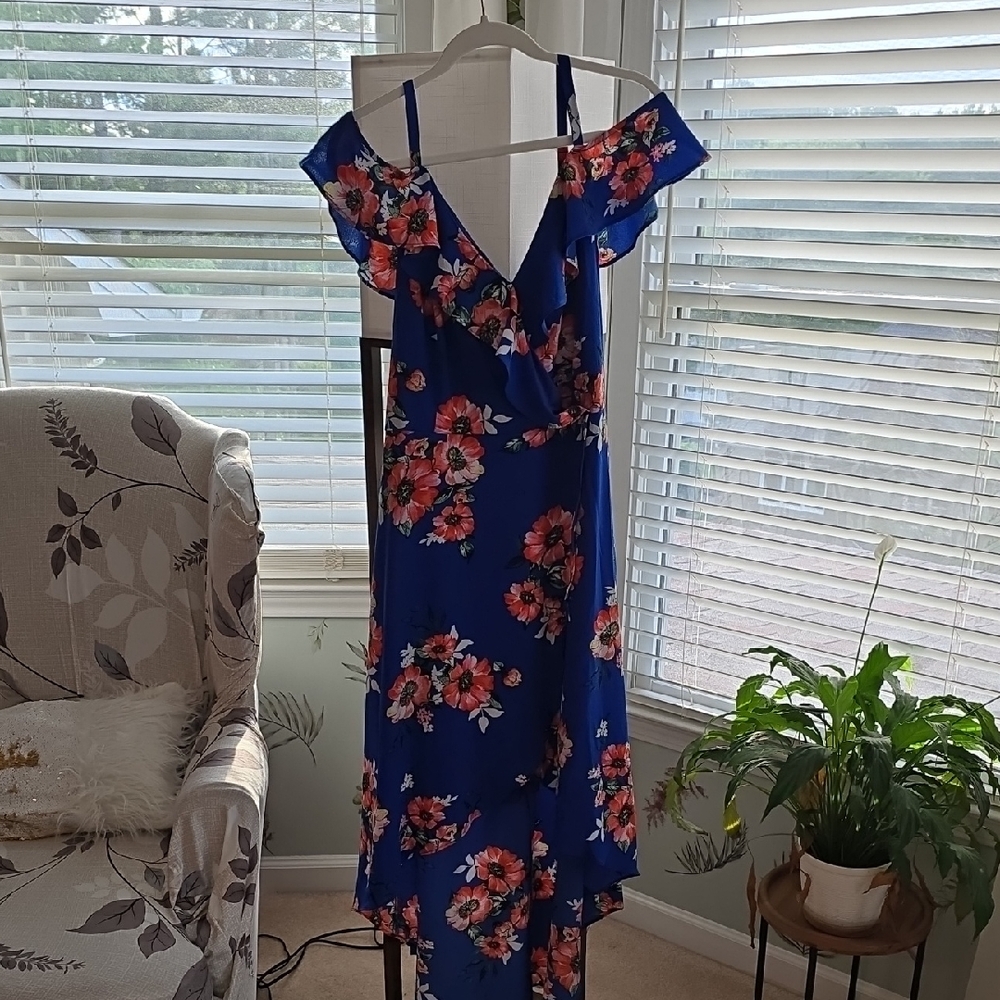 Iz Byer Blue High Low Wrap Sundress